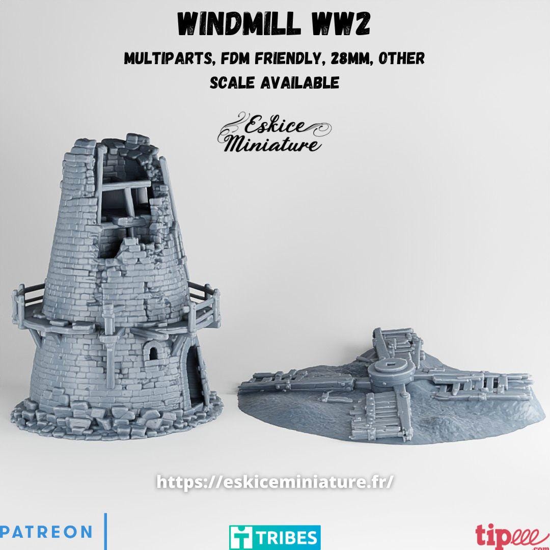 Wargaming Terrain Destroyed Windmill Various Scales Historical Wargaming (US tariffs are pre-paid by us)