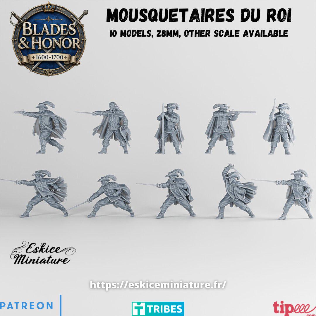 French Musketeers Unit Mousquet Aires du Roi (10 models) Various Scales Historical Wargaming (US tariffs are pre-paid by us)