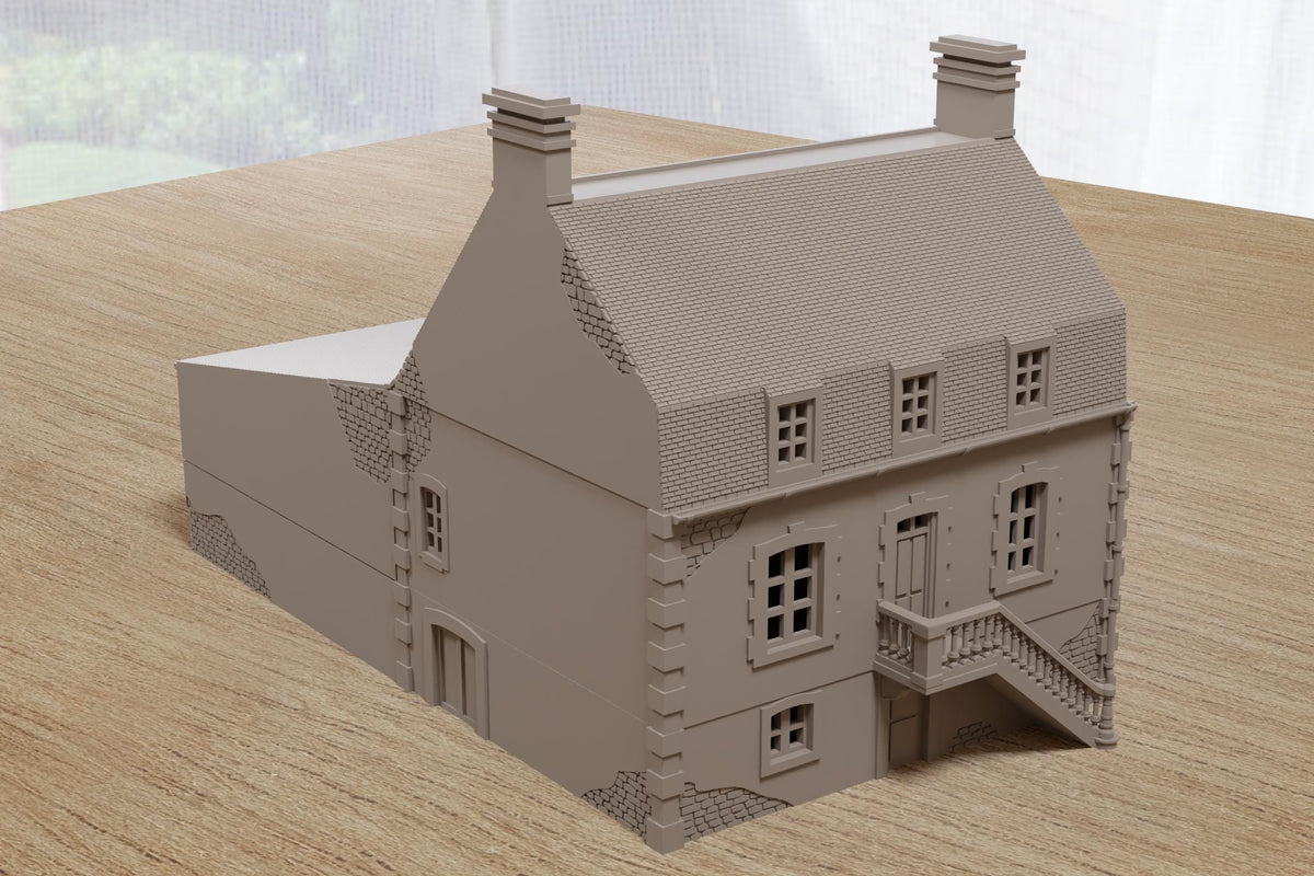 Wargaming Terrain WWII Dead Man's Corner House with Barn Various Scales Historical Wargaming