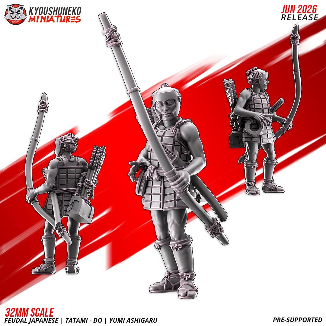Feudal Japanese Late Sengoku Tatami-Do Ashigaru Archer Unit (10 models) Various Scales