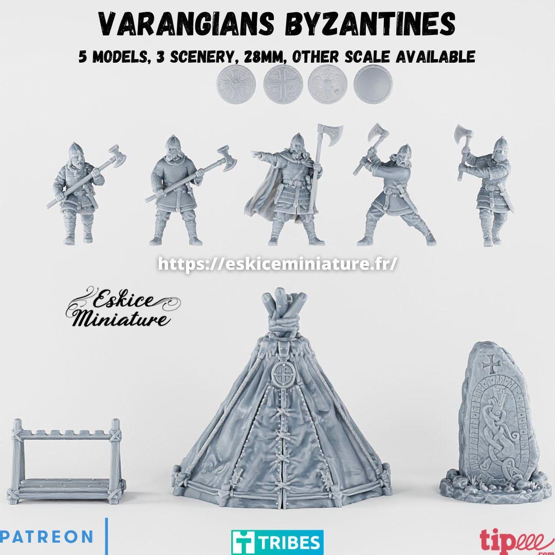 Ancient Byzantine Varangian Guard Set (8 models) Various Scales Historical Wargaming