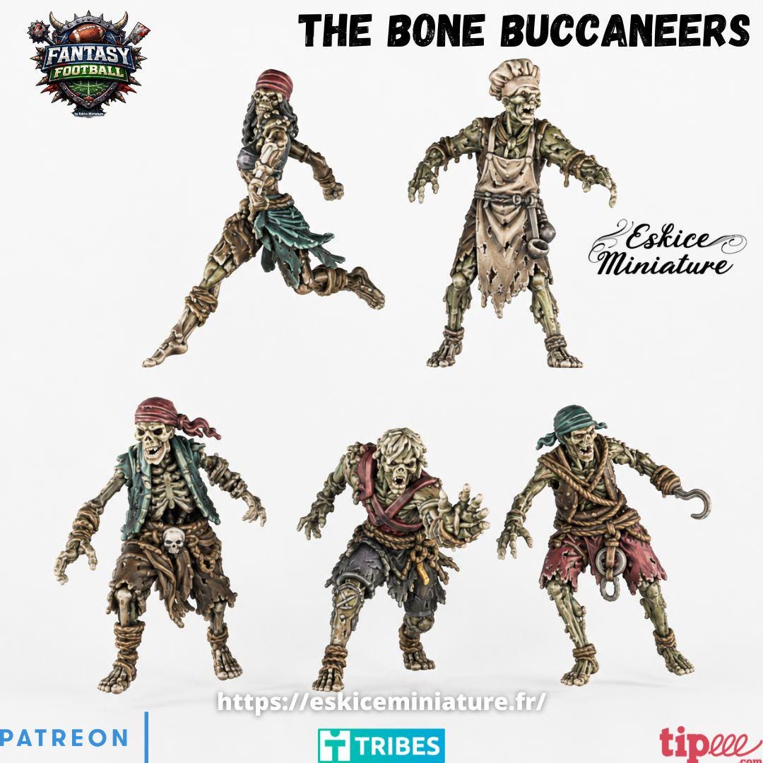 Fantasy Football The Bone Buccaneers Team 12 Models Highland Miniatures Various Scales