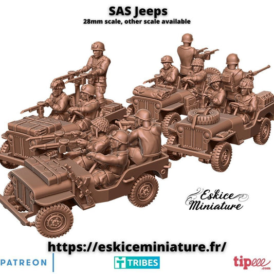 Battlegroup Bolt Action Chain of Command Jeep Sas  4 models (with crew)