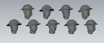 Bolt Action Battlegroup 28 mm British heads set of 9