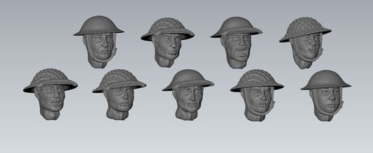Bolt Action Battlegroup 28 mm British heads set of 9