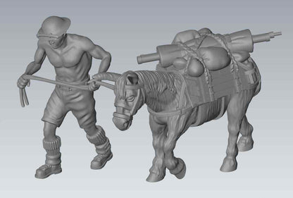 Bolt Action Battlegroup 28 mm 8th Army handler and mule tow