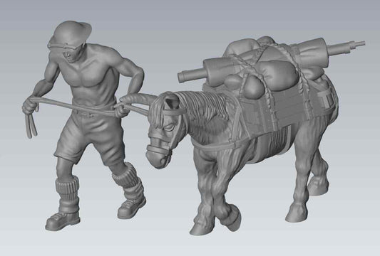 Bolt Action Battlegroup 28 mm 8th Army handler and mule tow