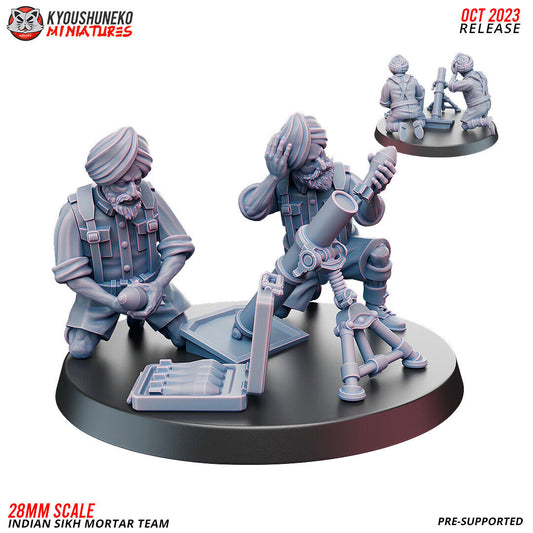 Bolt Action Battlegroup 20 -28mm Mortar Team - Indian Sikh Infantry ww2 (2)