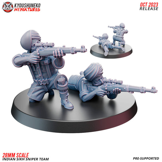 Bolt Action Battlegroup 20 -28mm Sniper Team - Indian Sikh Infantry ww2 (2)