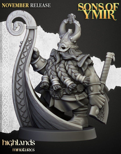 30mm Highland Miniatures Dwarf Sea Lord suitable for WFB