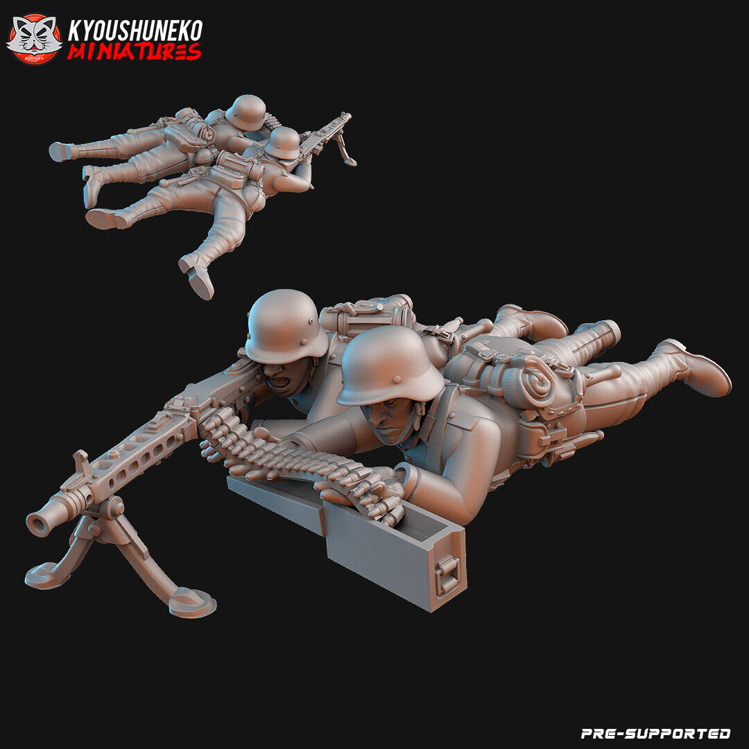 Bolt Action Konflikt 47 Battlegroup  German Machine Gun Team ww2 20/28/54mm 1/16