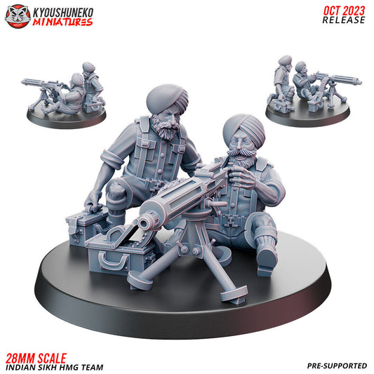 Bolt Action Battlegroup 20 -28mm HMG Team - Indian Sikh Infantry ww2 (2)
