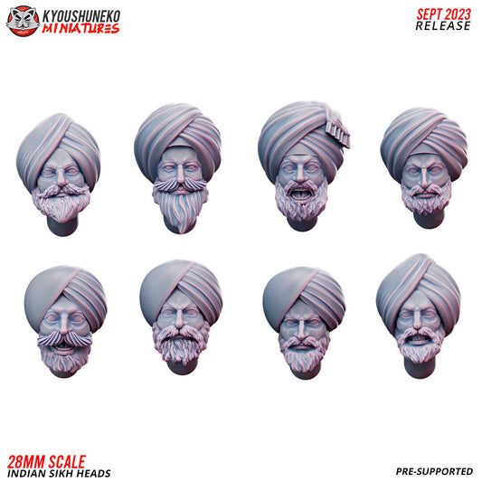Bolt Action Battlegroup 20 -28mm Heads - Indian Sikh Infantry ww2 (8)