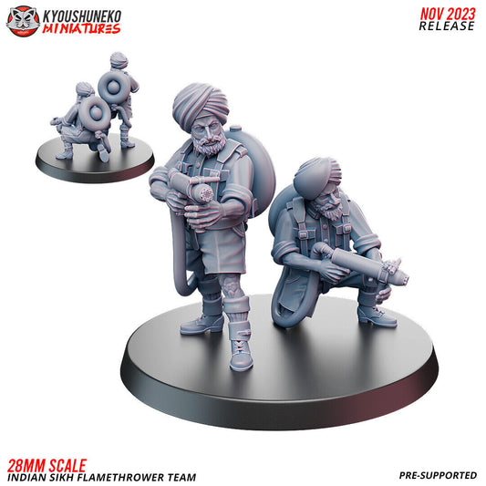 Bolt Action Battlegroup 20 - 28mmSMG Flamethrower - Indian Sikh Infantry ww2 (2)