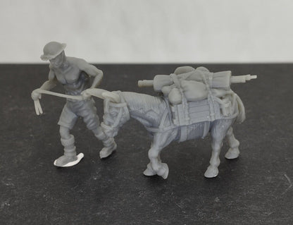 Bolt Action Battlegroup 28 mm 8th Army handler and mule tow