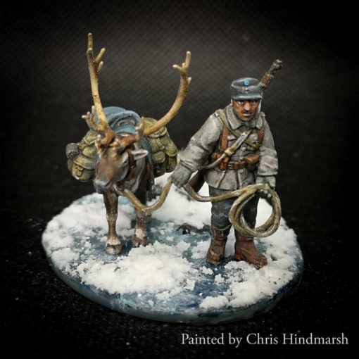 WWII Finnish Reindeer with Handler Various Scales Historical Wargaming