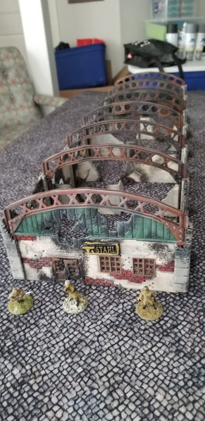 Wargaming Terrain Large Ruined Factory (27.5'' long in 1/56 scale) Various Scales Historical Wargaming