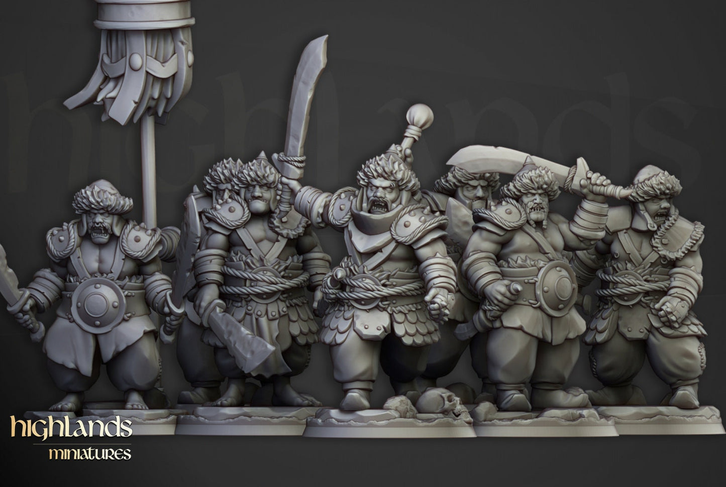 28mm Highland Miniatures Khazarian Warriors Ogres (8) DnD Fantasy