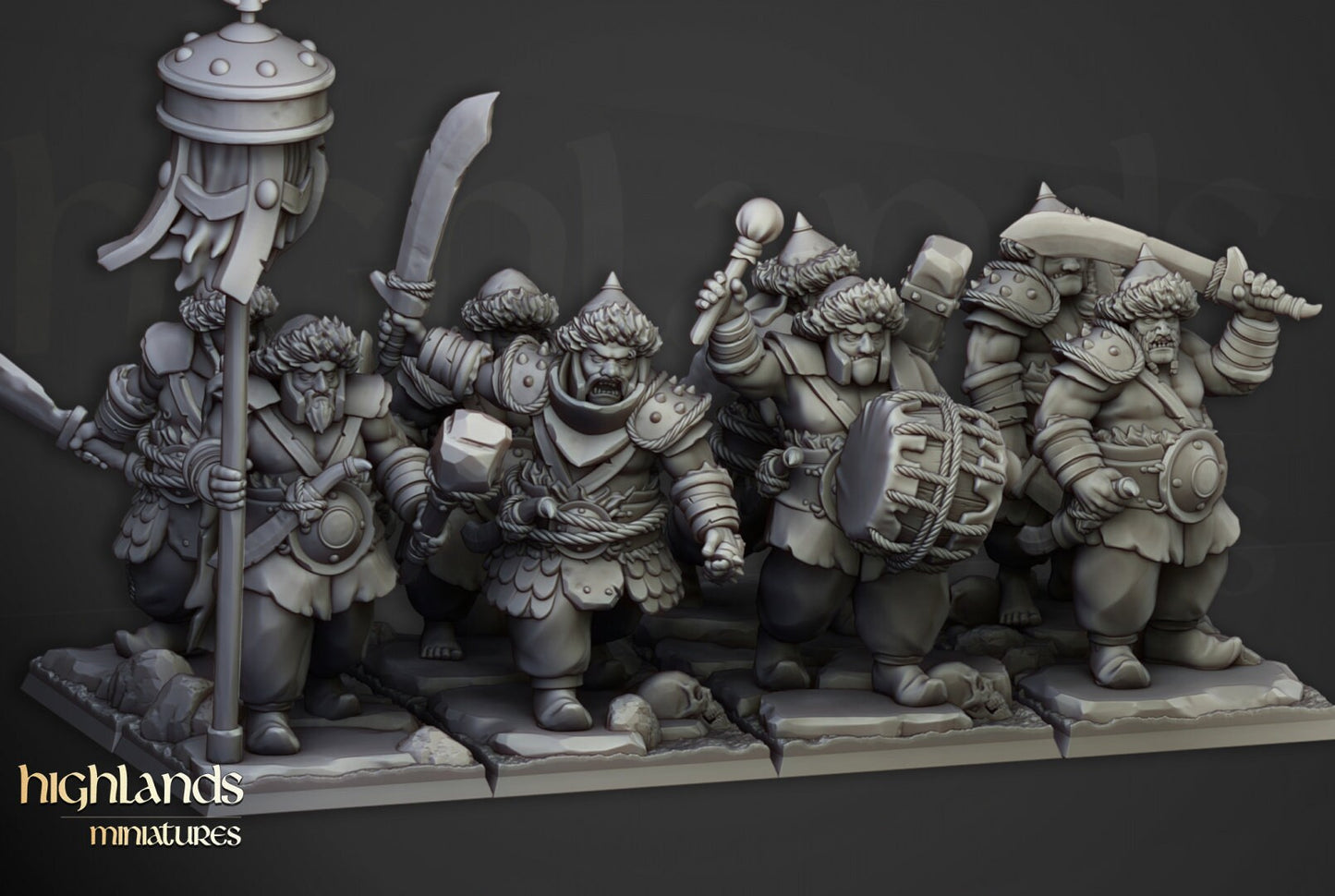 28mm Highland Miniatures Khazarian Warriors Ogres (8) DnD Fantasy