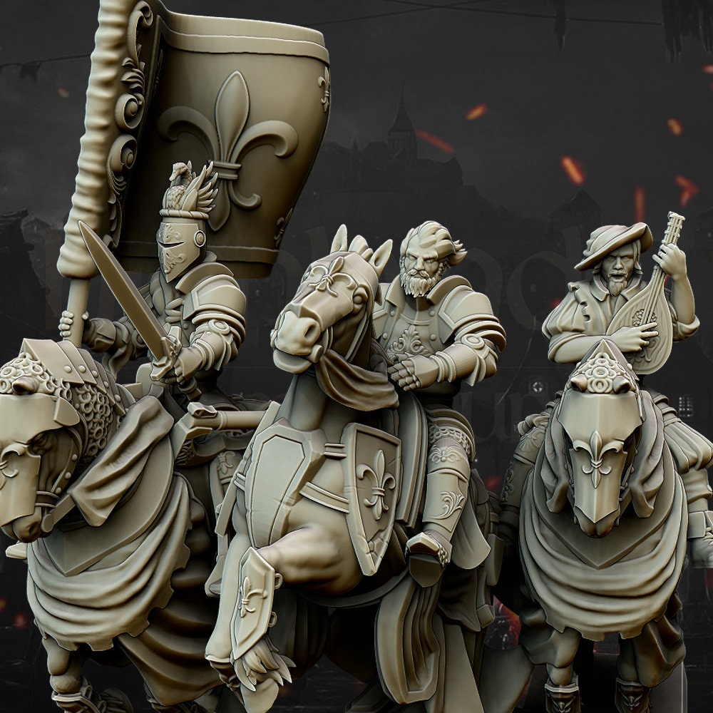 28mm Highland Miniatures Medieval Heavy Cavalry Unit (10) Fantasy