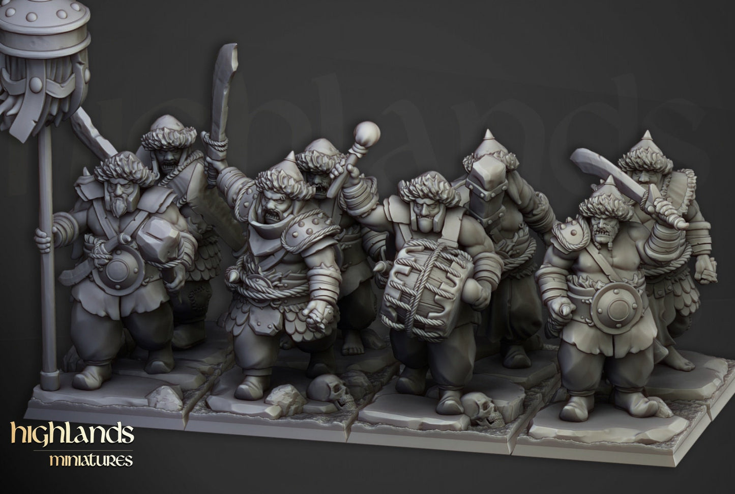 28mm Highland Miniatures Khazarian Warriors Ogres (8) DnD Fantasy