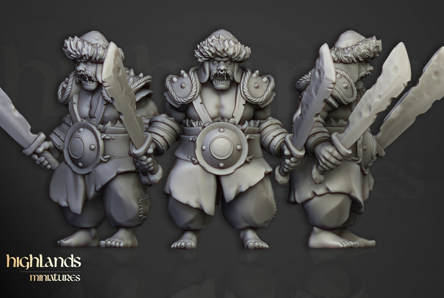 28mm Highland Miniatures Khazarian Warriors Ogres (8) DnD Fantasy
