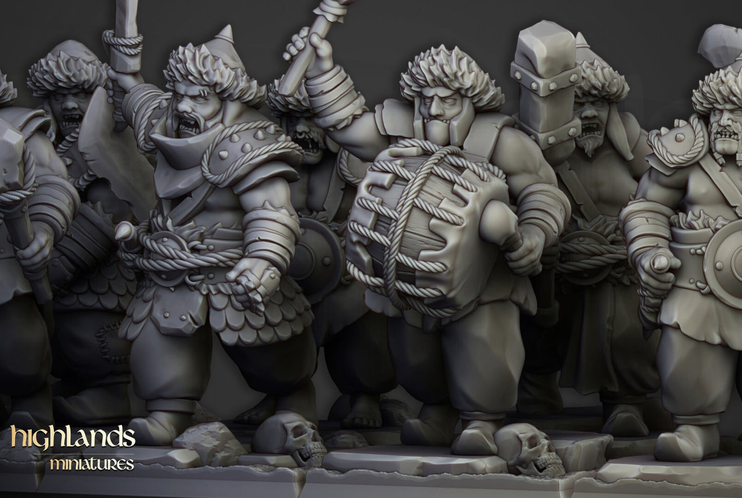 28mm Highland Miniatures Khazarian Warriors Ogres (8) DnD Fantasy
