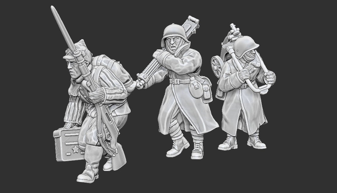 WWII Soviet Maxim MMG Squad (5 models) Various Scales Historical Wargaming