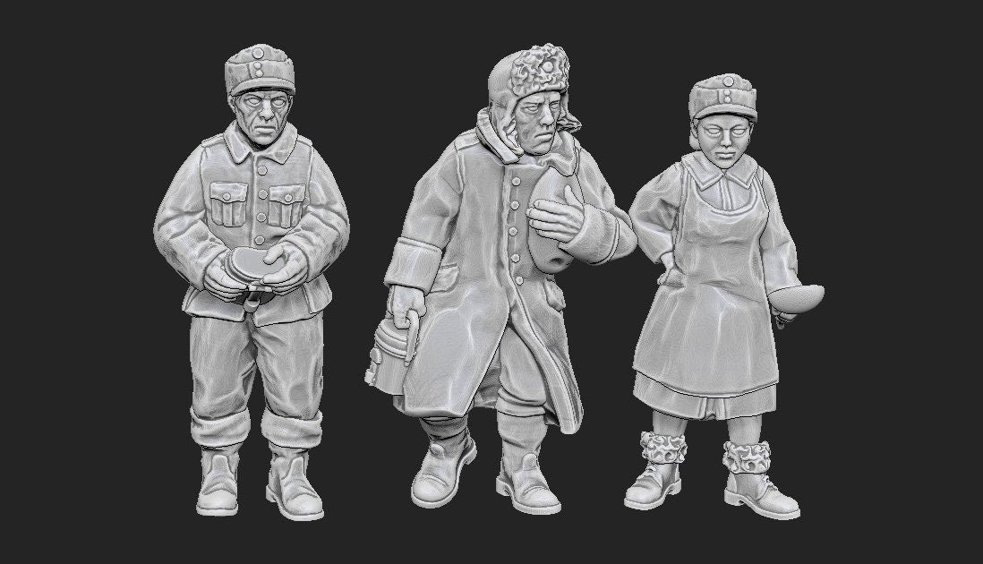 WWII Finnish Cooks Set (3 models) Various Scales Historical Wargaming