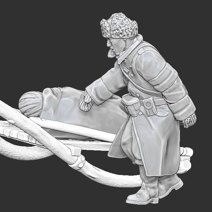 WWII Finnish Medic with Wounded Soldier B (2 models) Various Scales Historical Wargaming