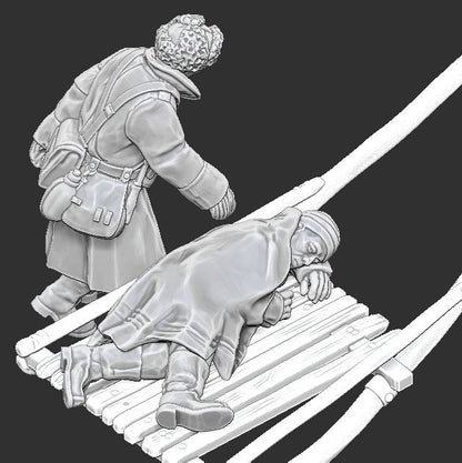 WWII Finnish Medic with Wounded Soldier B (2 models) Various Scales Historical Wargaming (US tariffs are pre-paid by us)