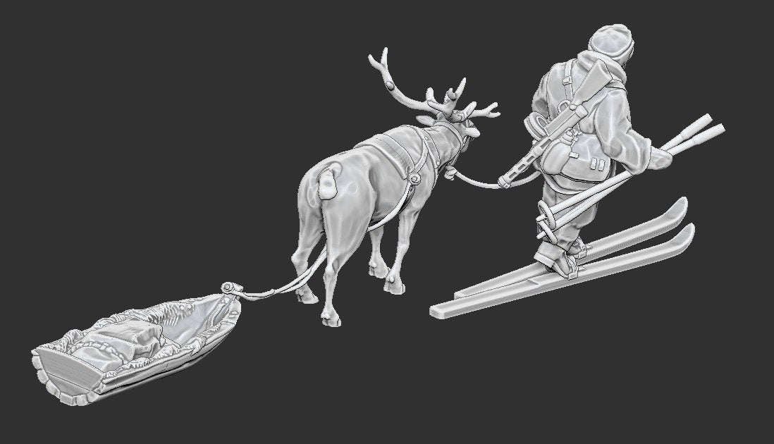 WWII Finnish Reindeer Sled Resin Various Scales Historical Wargaming