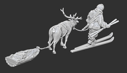 WWII Finnish Reindeer Sled Resin Various Scales Historical Wargaming