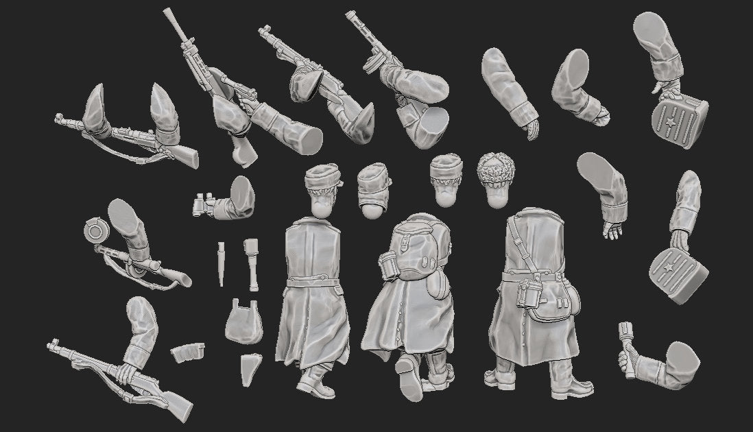 WWII Finnish Infantry Squad in Greatcoats Multipart Set (10 models) Various Scales Historical Wargaming (US tariffs are pre-paid by us)