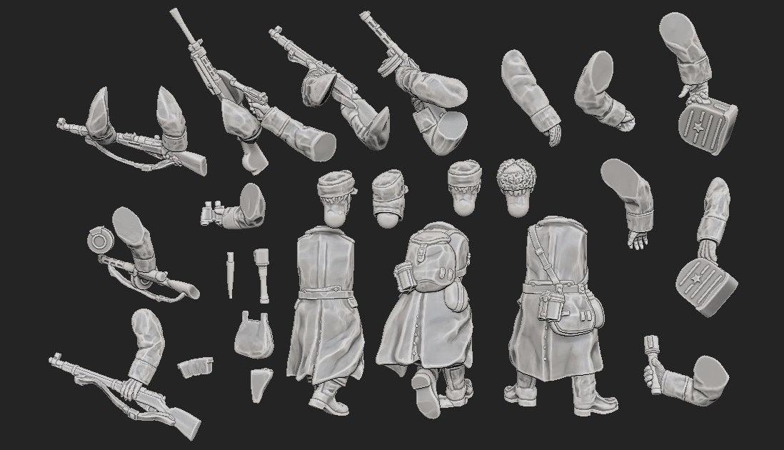 WWII Finnish Infantry Squad in Greatcoats Multipart Set (10 models) Various Scales Historical Wargaming