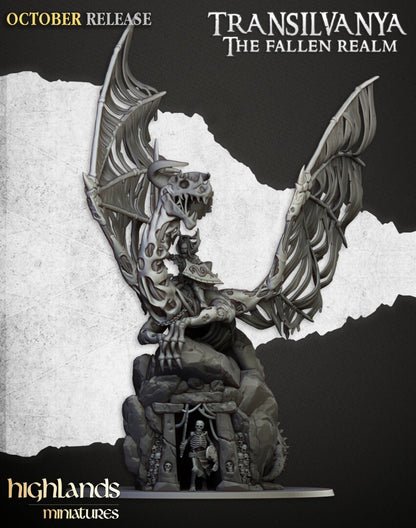 28mm Highland Miniatures Vampire Lady on Zombie Dragon Fantasy