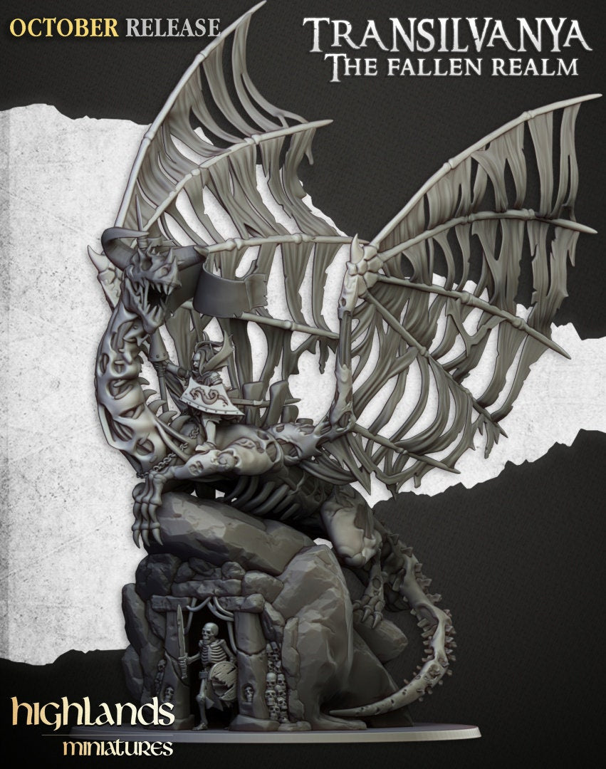 28mm Highland Miniatures Vampire Lady on Zombie Dragon Fantasy