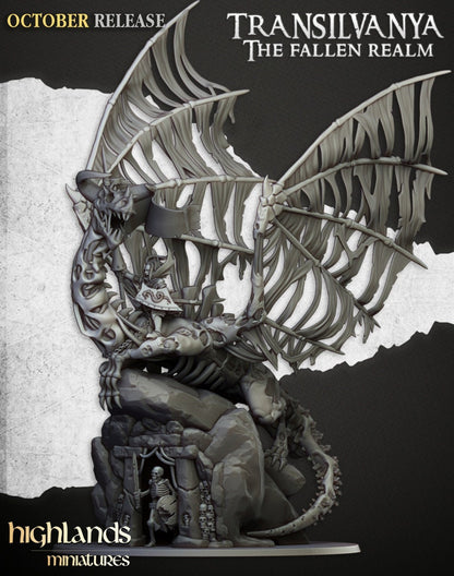 28mm Highland Miniatures Vampire Lady on Zombie Dragon Fantasy