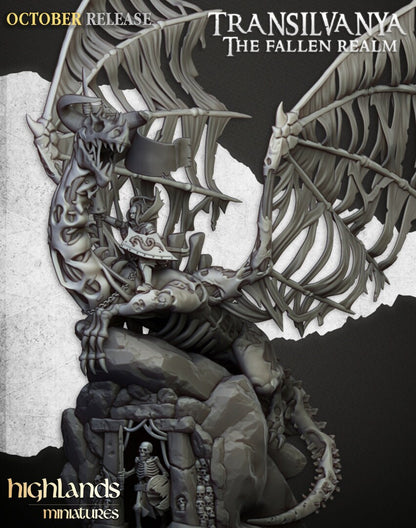 28mm Highland Miniatures Vampire Lady on Zombie Dragon Fantasy
