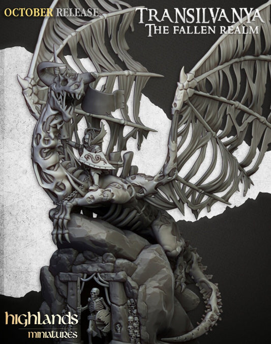 28mm Highland Miniatures Vampire Lady on Zombie Dragon Fantasy