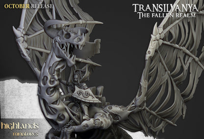 28mm Highland Miniatures Vampire Lady on Zombie Dragon Fantasy