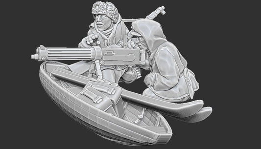 WWII Finnish Maxim MMG on Ahkio Sled Various Scales Historical Wargaming