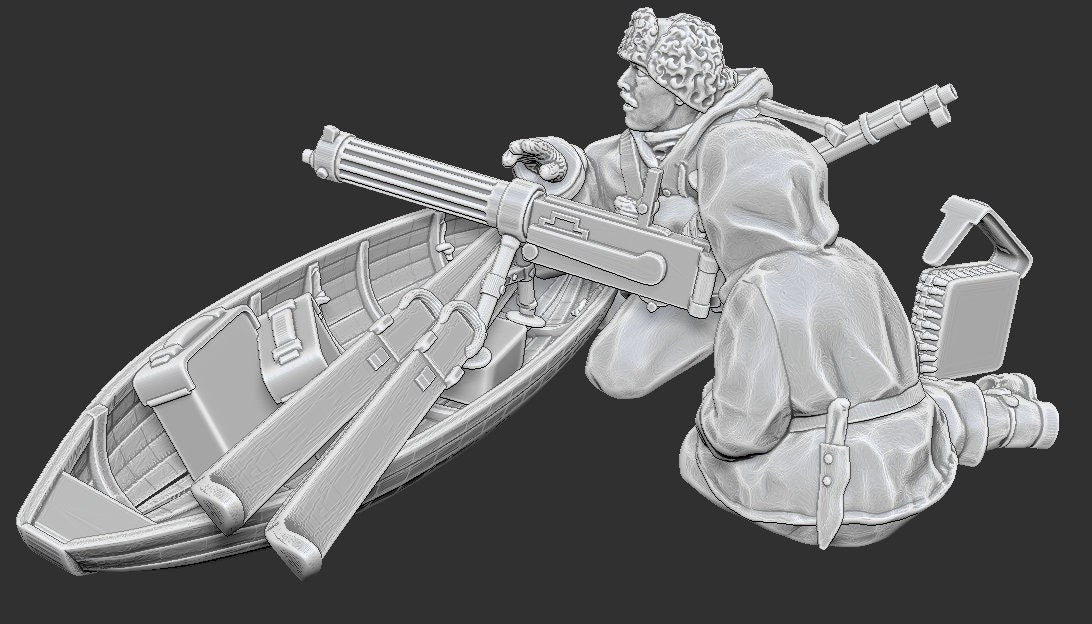 WWII Finnish Maxim MMG on Ahkio Sled Various Scales Historical Wargaming