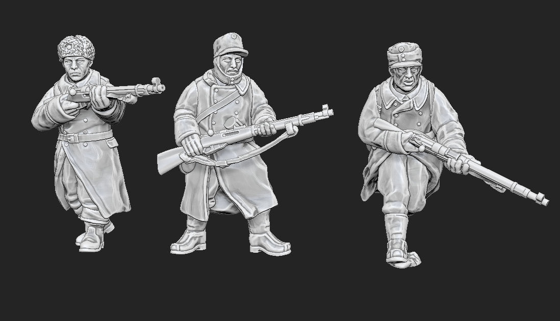 WWII Finnish Infantry Squad in Greatcoats Multipart Set (10 models) Various Scales Historical Wargaming (US tariffs are pre-paid by us)