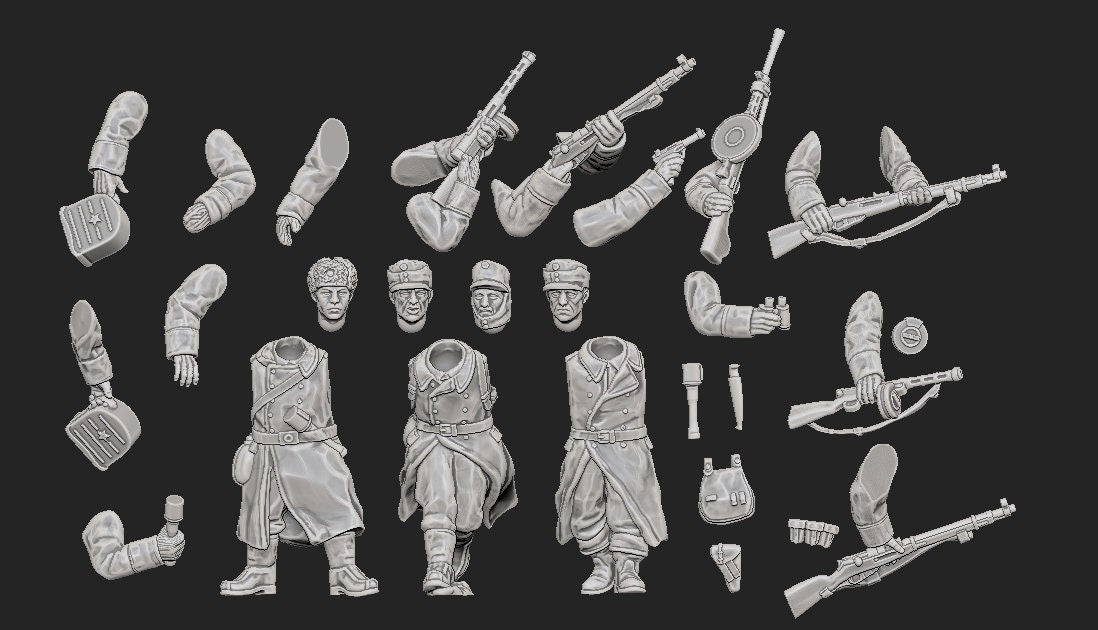 WWII Finnish Infantry Squad in Greatcoats Multipart Set (10 models) Various Scales Historical Wargaming (US tariffs are pre-paid by us)