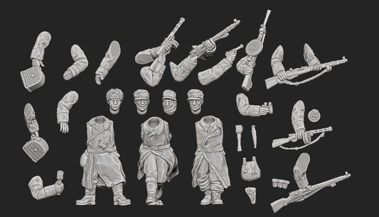 WWII Finnish Infantry Squad in Greatcoats Multipart Set (10 models) Various Scales Historical Wargaming