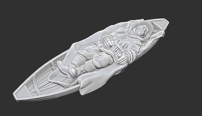 WWII Finnish Medic with Wounded Soldier on Sled Various Scales Historical Wargaming