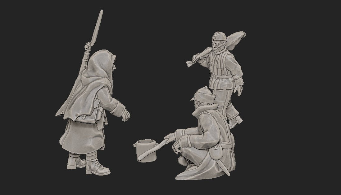 WWII Soviet Resting Soldiers (3 models) Various Scales Historical Wargaming