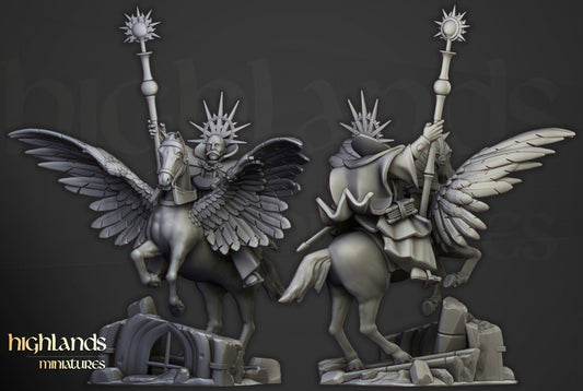 28mm Highland Miniatures Sunland High Mage on Pegasus suitable for WFB AOS