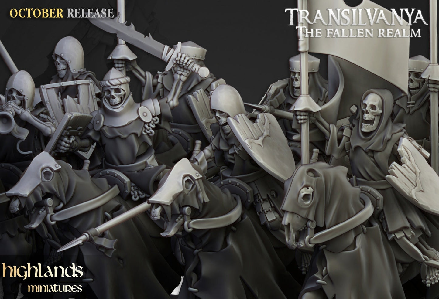 28mm Highland Miniatures Transilvanya Skeleton Knights Fantasy